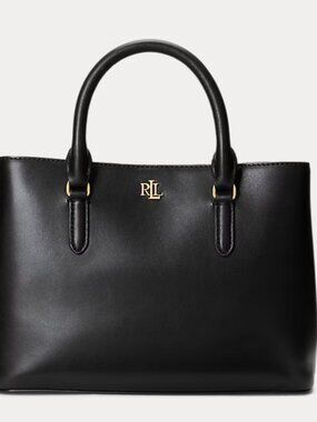 Lauren Ralph Lauren Marcy 26 Leather Satchel Bag - Black